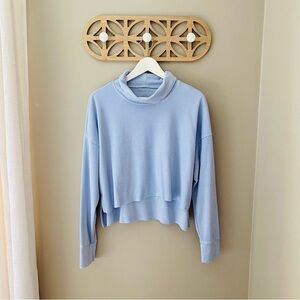 American Eagle Outfitters Waffle Knit Long Sleeve Turtleneck Top Blue Sz Small